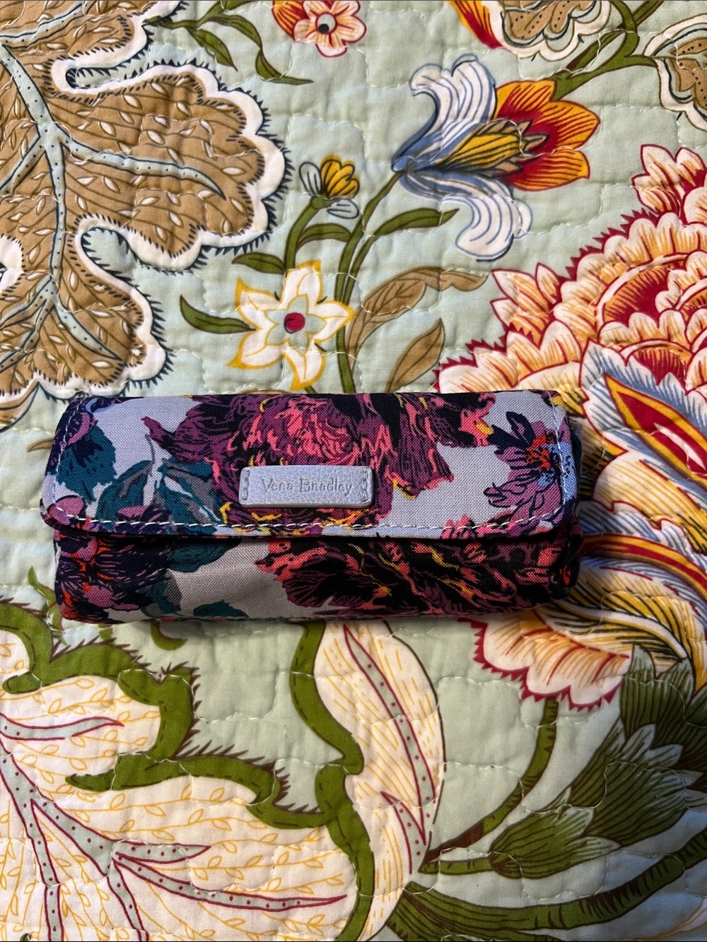 Vera Bradley Purple Floral Mirrored Lipstick Case